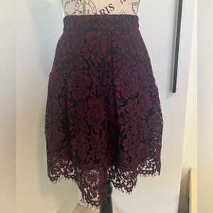 Blue and Red Laced Mini Skirt